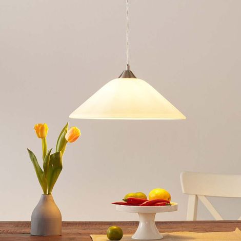 [GEBRAUCHT] B-Ware Orion Hängeleuchte LOISA LED Pendelleuchte Lampe dimmbar nickel alabaster 17cm (1/2)
