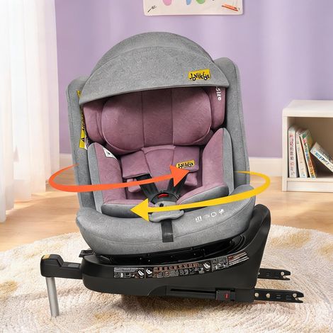 Siège auto pivotant 360° ISOFIX i-Size 40-150 cm rose et gris (1/5)