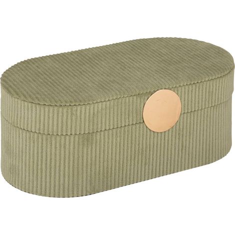 Atmosphera – Boîte à bijoux en velours vert kaki avec miroir – Dimensions 25,5x13x10cm – Rangement élégant pour colliers et bracelets