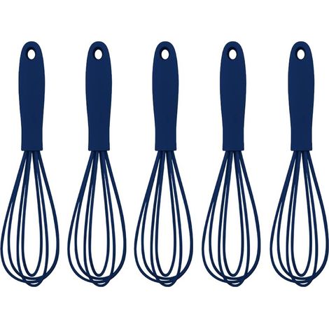 Lot de 5 fouets à œufs en acier inoxydable et silicone de 15 cm (6 pouces) - bleu foncé (1/5)