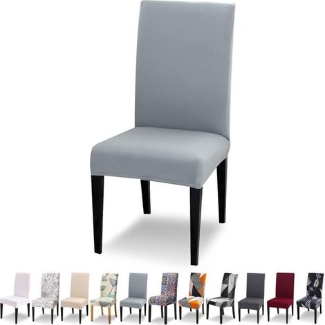 Set of 4 Stretch Chair Covers, Universally Washable, Modern Chair Covers for Dining Room, Restaurant, Hotel, Floral Decor, Light Grey (1/5)