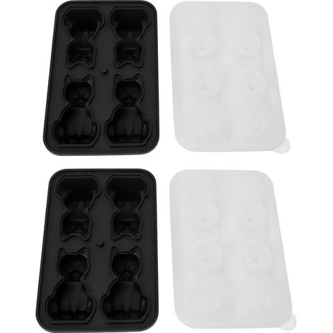 Lot de 2 Bac à glaçons réutilisable mignon silicone noir pour chat - silicone sans BPA - réutilisable et économique (1/5)