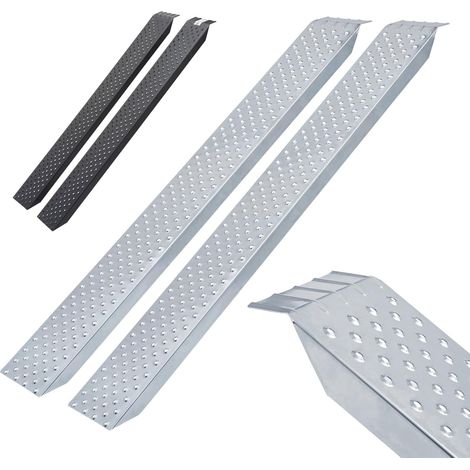Arebos – Rampe de chargement 2 x 200 kg – Acier galvanisé – Surface antidérapante perforée – Largeur 23 cm – Longueur 160 cm