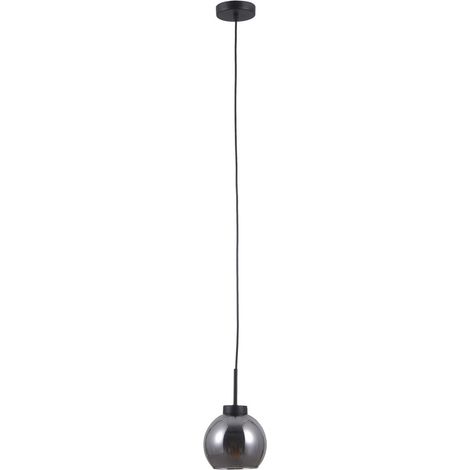 Italux Poggi - Suspension scandinave à suspendre noir mat 1 lumière avec abat-jour fumé, E27 (1/3)