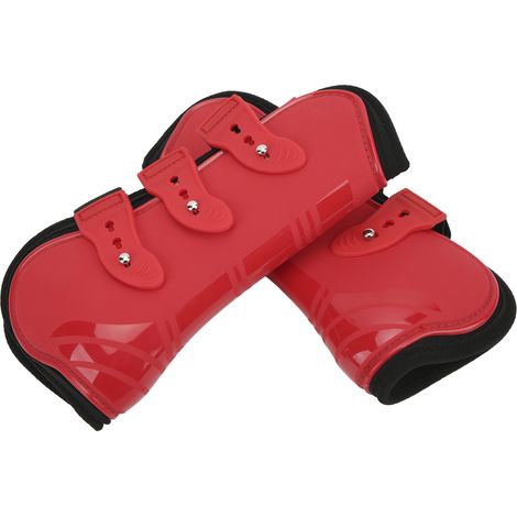 Lot de 2 guêtres de soutien réglables pour les antérieurs de chevaux, idéales pour l'entraînement et la course (rouge, taille L). (1/5)