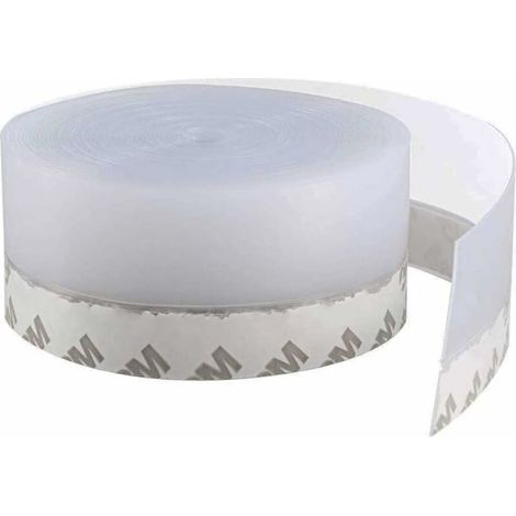 Joint d'étanchéité transparent en silicone de 10 m, autocollant, pour bas de porte, protection contre l'eau, le vent et la poussière. Largeur : 35 mm. (1/5)