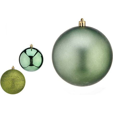 Bolas de Navidad - Verde - Plástico - Ø 10 cm - Decoración de fiesta - Para colgar