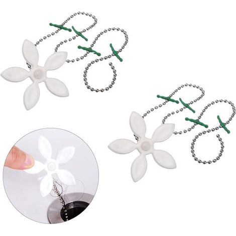 Cadena de desagüe para bañera - Limpiador de pelo para ducha - Evita obstrucciones - Bloquea eficazmente el pelo - 2 piezas - Blanco (1/5)