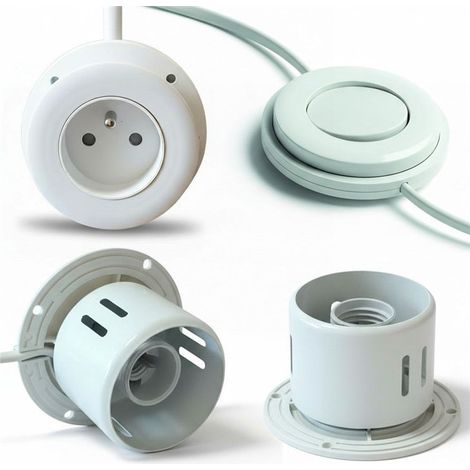 Kit Eclairage Encastrable 2 Douilles E14 Prise et Interrupteur Compatible LED (1/5)