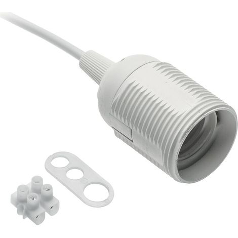 Douille E27 avec câble et connecteur 240 V 60 W, 2 x 0,75 mm² blanc - V-E27000-00