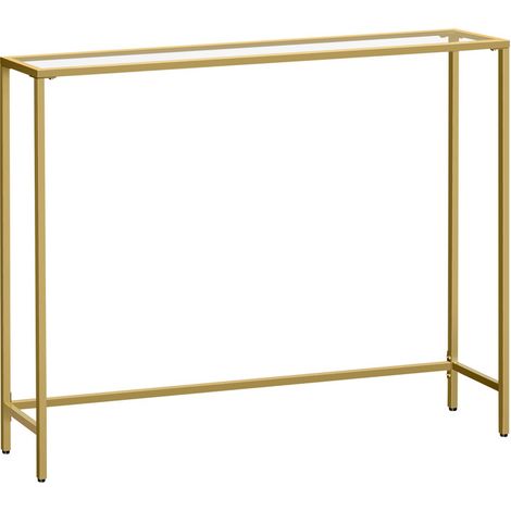 Vasagle – Table console en verre trempé 20x100x80 cm – Pieds réglables – Couleur doré clair et transparent – Montage facile pour salon et entrée (1/5)