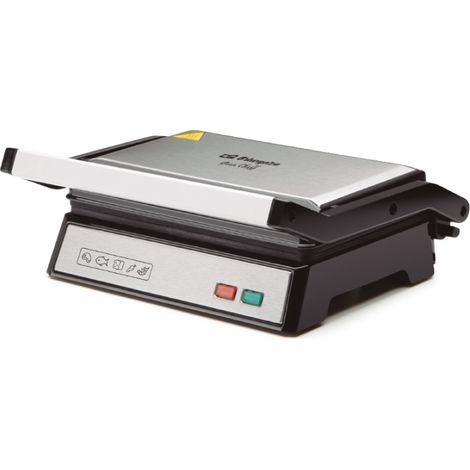 Grill Inox Orbegozo 1000W, Plaque Antiadhésive 23x14,5cm, Grill Électrique, Cuisine Sans Huile, Grill Compact