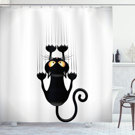 Rideau de douche à motif chat amusant, rideau de douche imperméable à imprimé animal (1/3)