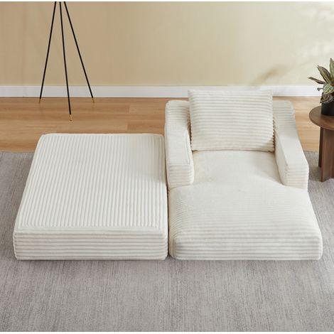 CHICFURN Poltrona lounge convertibile 160x100x85 cm in tessuto bianco, 1 posto (1/5)