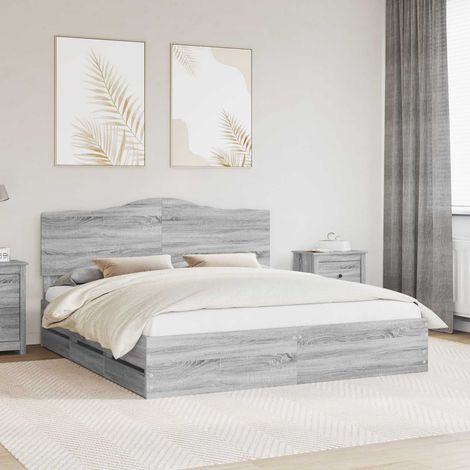 Bettrahmen Graues Sonoma 180 x 200 cm Ingenieurs Holz