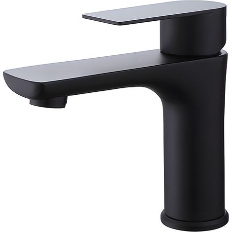 Lavabo de salle de bain en acier inoxydable noir, mitigeur thermostatique monotrou, lavabo à poser, robinet mitigeur en céramique 15,8 (1/5)
