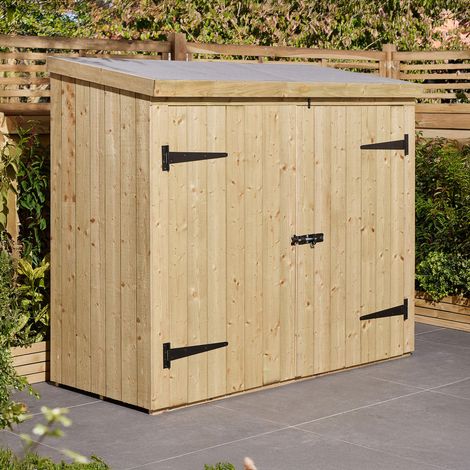 Abri vélo bois 1,50m² adossable – Traitement autoclave – Dimensions L 183 x P 83 x H 164 cm – Accès double porte extra-large – Rowlinson
