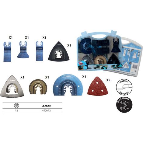 Set di 12 accessori multimateriale LEMAN per utensili oscillanti - 4500.12