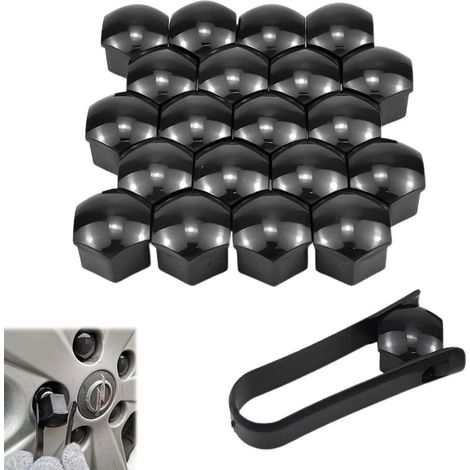 Cache Ecrou 17 mm, 20 Pièces 17mm Boulon Ecrou Couvre, Capuchons Protection Hexagonal pour écrous De Roue, Cache Boulon Universels 17mm(Gris) (1/5)