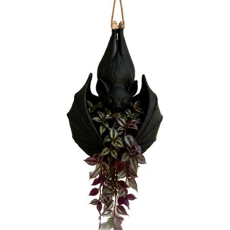 Neuer Hänge-Blumentopf in Fledermausform – Schwarz – 13 x 16 x 18 cm