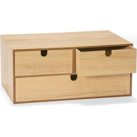 Organisateur de bureau bois naturel finition élégante - bois naturel clair veiné (1/4)