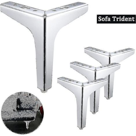 1/4 pieds de canapé modernes en métal, forme losange et triangle, 10/15/17 cm - WELLNGS Argent - 1 pied de canapé de 15 cm