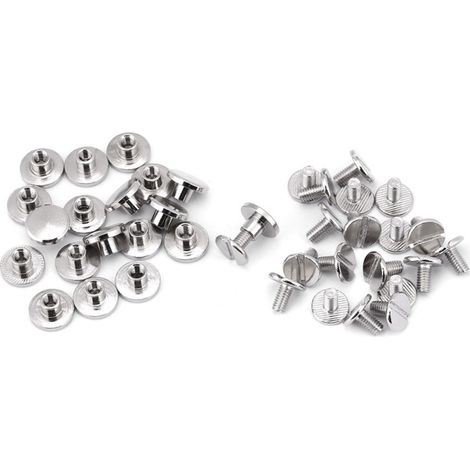 Beyamis Lot de 20 rivets, vis et écrous à tête plate filetés en laiton (5 mm) pour la réparation d'articles en cuir. (1/5)