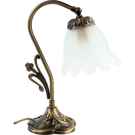 Tischlampe Echt-Messing Jugendstil Handarbeit