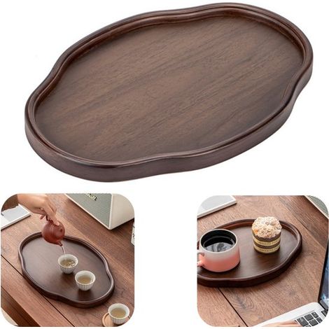 Plateau en bambou pour thé, fruits et snacks - plateau de service étanche et facile à nettoyer, brun, 29 x 21 x 2,3 cm (1/5)