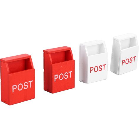 Lot de 10 boîtes aux lettres déco miniature en bois massif pour maison de poupée enfant, rouge et blanc, decoration exterieur jardin (1/5)