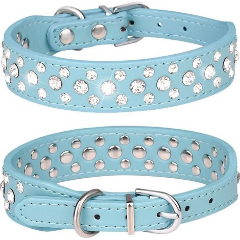 harnais chien-Collier de Chien en Cuir Strass (Rouge XS)-Fei Yu-harnais chien
