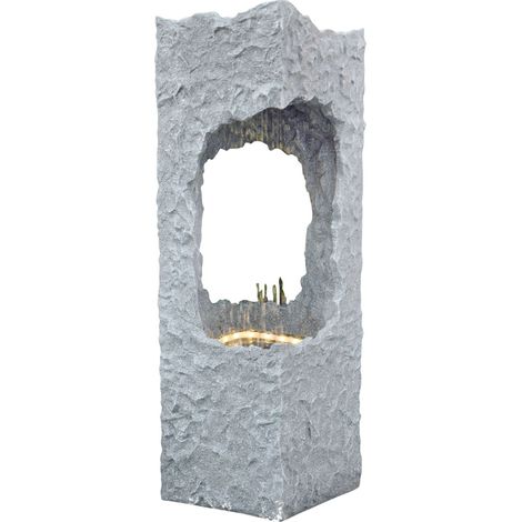 Granimex Corso mit Regenfall Polystone Wassersäule mit Pumpe und LED-Beleuchtung Wasserspiel 88x28x2