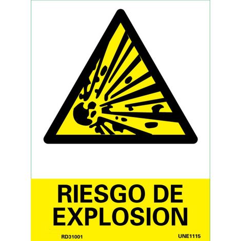 Señal de advertencia con tintas UV Riesgo de Explosión SEKURECO                         100 x 150 mm                          ADHESIVOS DE VINILO (1/2)