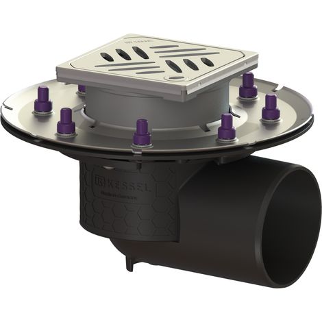 Siphon de sol Ecoguss Pressfl. DN 100, montage latéral, grille design