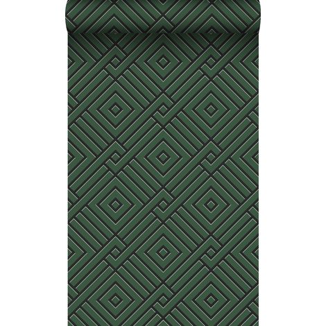 papier peint motif graphique 3D vert foncé - Origin Wallcoverings (1/5)
