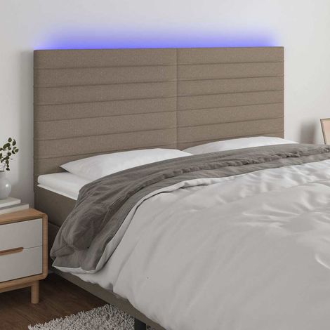 Tête de lit LED taupe réglable avec 2 bandes lumineuses 160 x 5 x 118/128 cm, 19.7kg - PANGIVO (1/5)