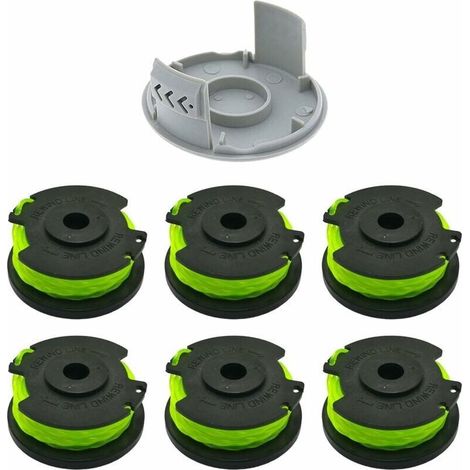 (6 Spools + 1 Cap) Ryobi RAC142 Replacement Spool for 36V Brush, Lawn Mower Accessories, Replacement Spool for RLT36B33 and RY36LT33A-0 (1/5)