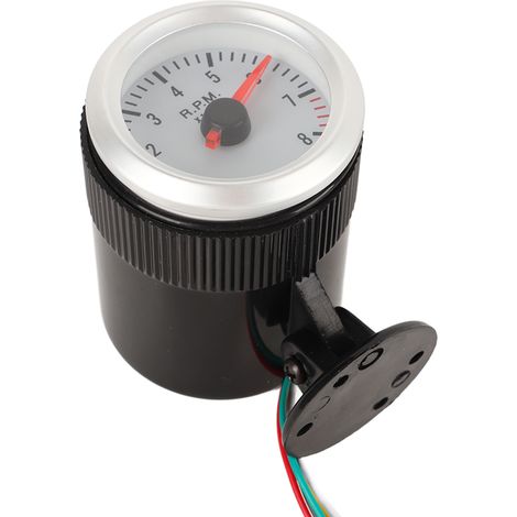 Tachymètre LED de 2 pouces (52 mm) avec aiguille rouge, cadran blanc et rétroéclairage, adapté aux véhicules à essence 1, 4, 6 et 8 cylindres. (1/5)