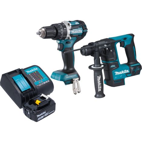 Makita DLX 2278 SG1 kit combinado inalámbrico + taladro de impacto DHP 484 54 Nm + taladro percutor DHR 171 1.2 J + 1x batería recargable 6.0 Ah + cargador (1/4)