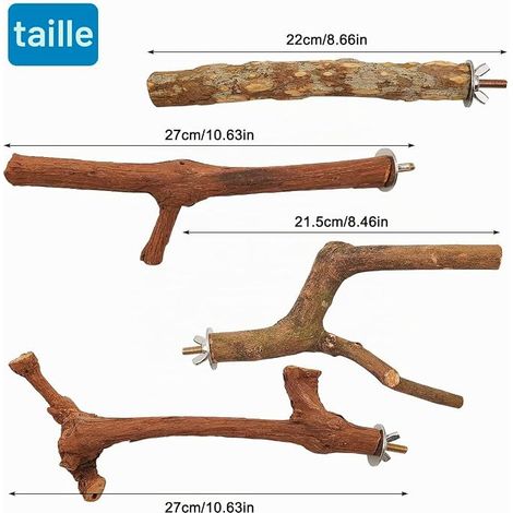 perchoirs pour cage à oiseaux en bois naturel perchoirs en bois une fourche debout une fourche à meuler un perchoir pour cage à oiseaux bâtons pour perruches (1/4)