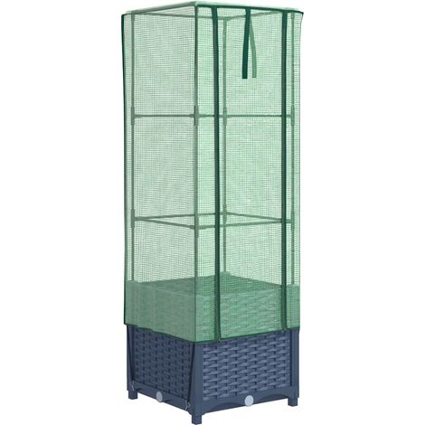 Maison Exclusive - Hochbeet mit Gewächshaus-Aufsatz Rattan-Optik