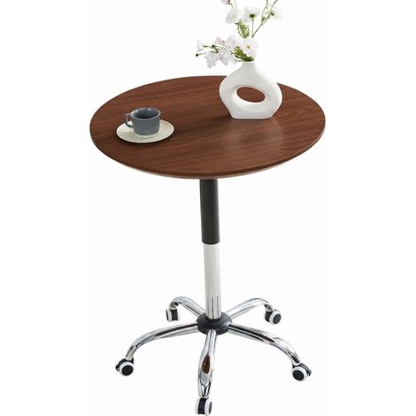 ELVMI Mesa Auxiliar Redonda Regulable en Altura con Ruedas con Freno, Oficina y Cocina, MDF y Metal, 70 cm (1/5)