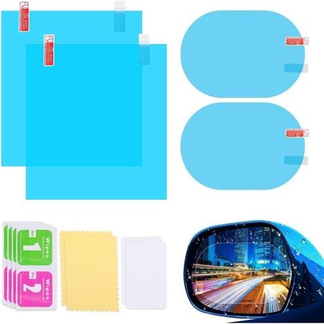 Films pour rétroviseur de voiture, 4 pièces, Anti-pluie, brouillard, étanche, PET transparent, accessoires (2 ovales + 2 carrés) (1/5)