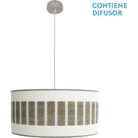 FABRILAMP Ivanna Pendelleuchte 2xe27 Nickel/Weiß-Holz Grau Regx50x50 Cm (1/2)
