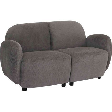 [NON UTILIZZATO] Divano a 2 posti HHG-716, sofà a 2 posti, arrotondato, stoffa/tessuto ciniglia (330 g/m²) Öko-Tex, grigio chiaro