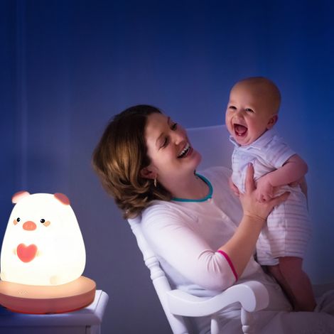 Niedliches Nachtlicht für Kinder, tragbar und wiederaufladbar, mit 3 LED-Beleuchtungsmodi und einer Silikon-Nachttischlampe. Ideales Geschenk für Mädchen und Jungen. (1/5)