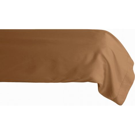 Taie de traversin Palace pur coton teint lavé, 63 fils/cm² Vent du sud - Palace Cognac - 43 x 195 cm