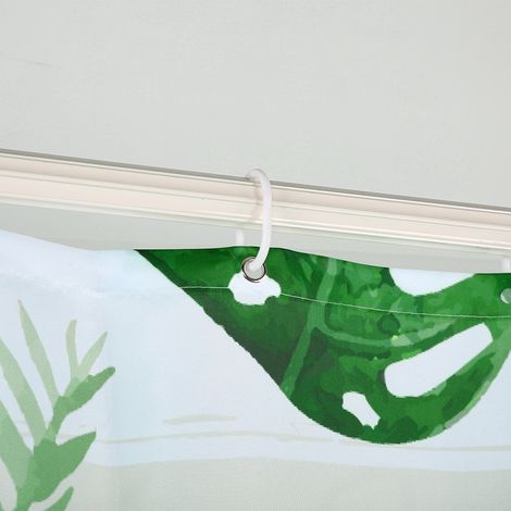 Rideau de douche à motif unique de feuilles de plantes, imperméable et anti-moisissure, décoration de salle de bain, 150 x 180 cm (1/5)