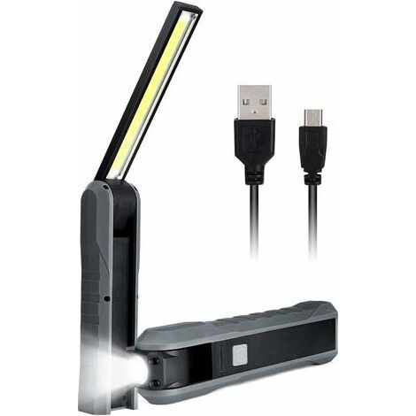 LED-Arbeitsleuchte, Taschenlampe, USB-wiederaufladbar, COB-Werkstattleuchte, Batterie mit Haken, Magnetfuß, Inspektionsleuchten für Zuhause, Garage, Büro, Arbeitsbereich. (1/4)