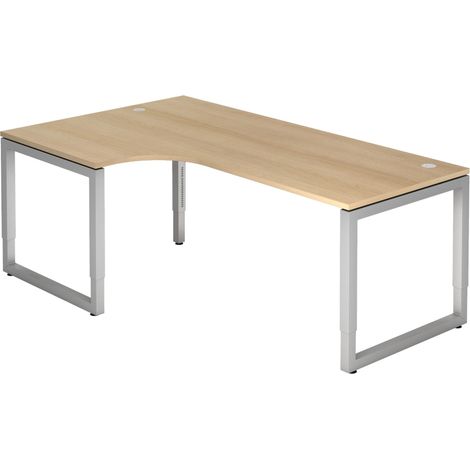 bümö Schreibtisch Serie-R Eckform: 200 x 120 cm Eiche Silber (1/5)